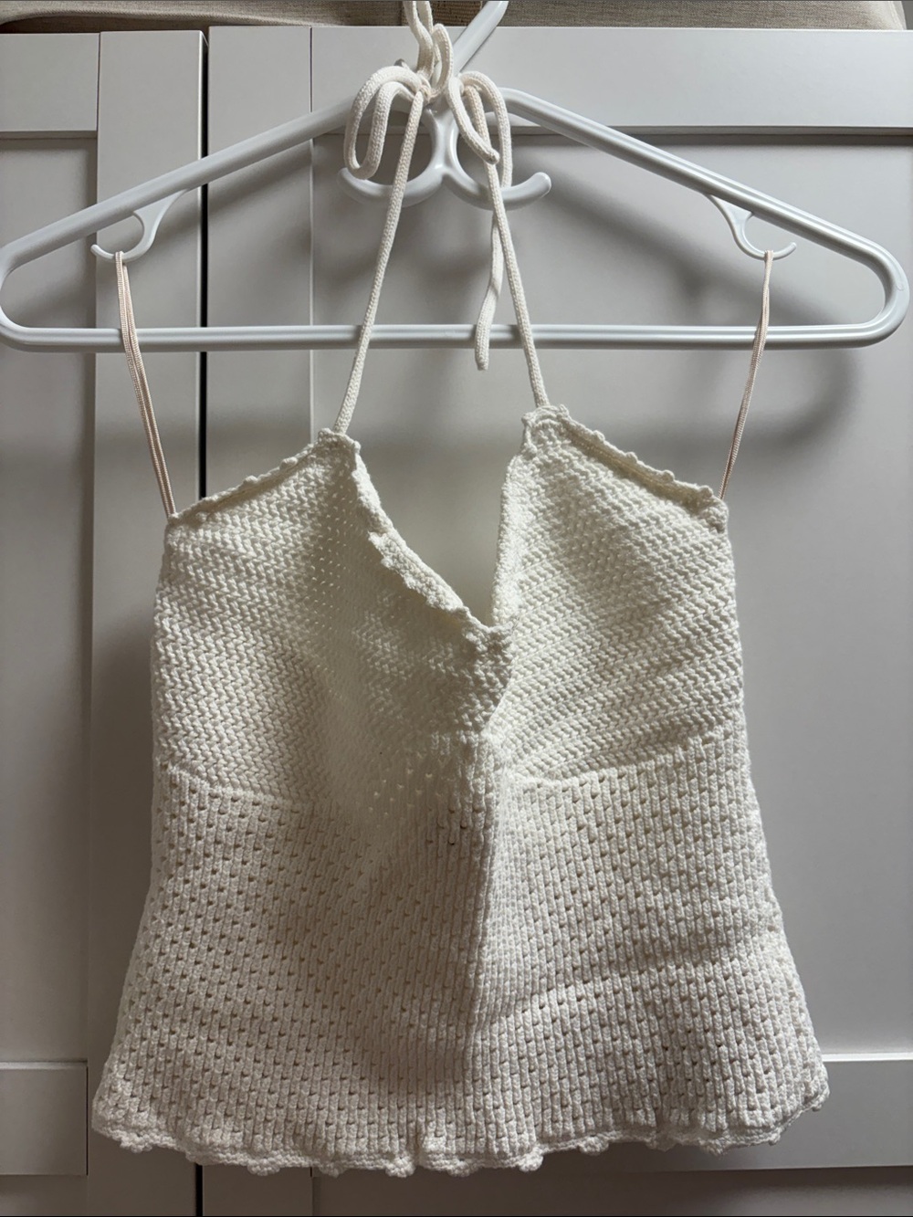Wilfred Cream Crochet Halter Knit Tank Top